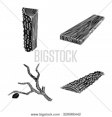 Vector Illustration Of Hardwood And Construction Symbol. Set Of Hardwood And Wood Vector Icon For St