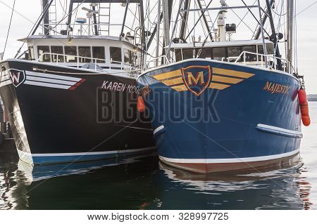 Fairhaven, Massachusetts, Usa - October 20, 2019: Commercial Fishing Vessels Karen Nicole And Majest