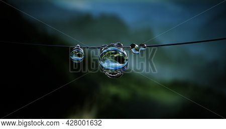 Dew Drops On The Wire. 3d-rendering Illustration