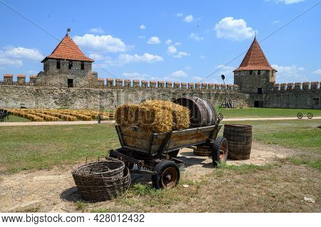 Interior view of medieval Turkish and Russian Bender fortress on Dniester river in Tighina or Bendery, Transnistria, Moldova
