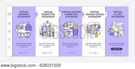 Top Virtual Internship Areas Onboarding Vector Template. Responsive Mobile Website With Icons. Web P