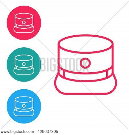 Red Line Kepi Icon Isolated On White Background. Cap Army Uniform Headgear. Historic General Hat. Se