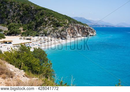 Aerial View Of Canyon At Gjipe Beach, Himara, Albania, Albanian Riviera