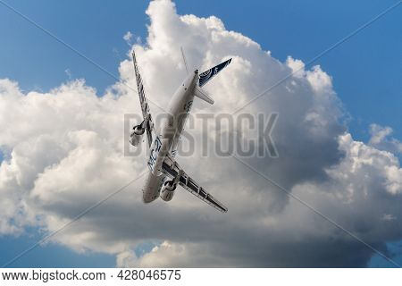 Zhukovsky, Moscow Region, Russia-july 23, 2021: A New Russian Civil Airliner Ms-21-300 With Pd-14 En