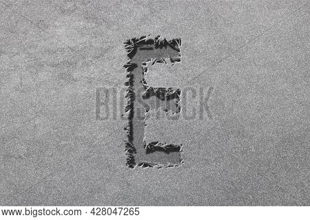 Epsilon Sign. Epsilon Letter, Greek Alphabet Symbol, Rugged, Silver Background