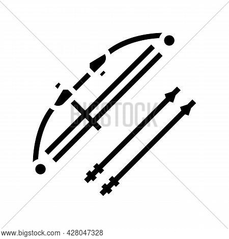 Bow And Arrows Glyph Icon Vector. Bow And Arrows Sign. Isolated Contour Symbol Black Illustration