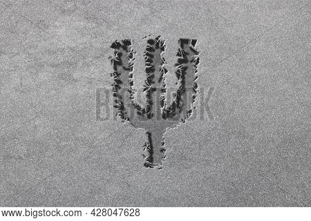 Psi Sign. Psi Letter, Greek Alphabet Symbol, Rugged, Silver Background