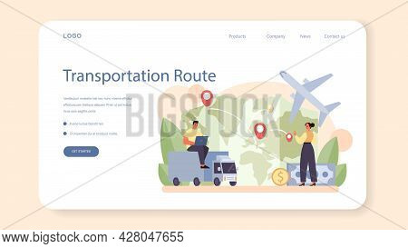 Freight Forwarder Web Banner Or Landing Page. Loader In Uniform Delivering