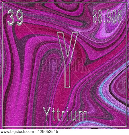 Yttrium Chemical Element, Sign With Atomic Number And Atomic Weight, Periodic Table Element, Pink Ba