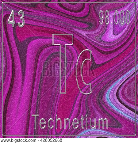 Technetium Chemical Element, Sign With Atomic Number And Atomic Weight, Periodic Table Element, Pink