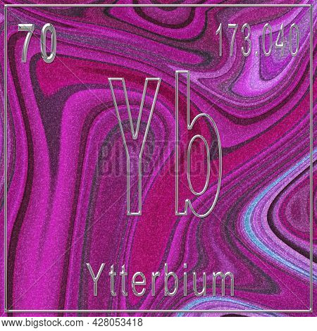 Ytterbium Chemical Element, Sign With Atomic Number And Atomic Weight, Periodic Table Element, Pink 
