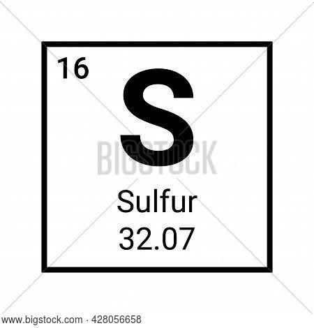 Sulfur Atom Element Periodic Table Icon. Vector Sulfur Symbol Chemistry