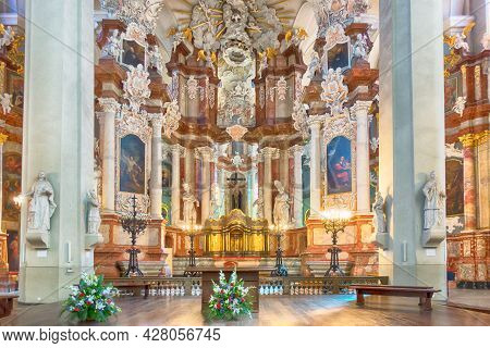 Vilnius, Lithuania - May 15, 2017: Vilnius University - The Interior Of Sts Johns Church