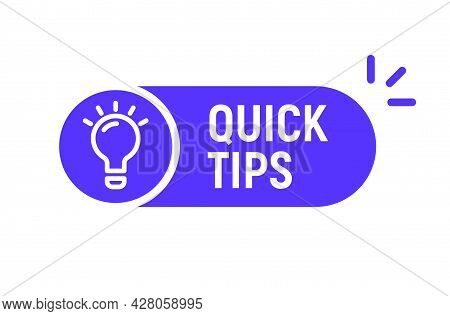 Quick Tip Hint Vector Icon Bulb. Fact Tip Idea Line Icon Logo Guide
