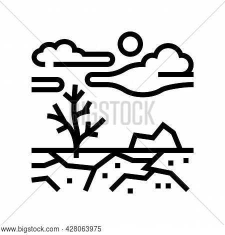 Barren Land Line Icon Vector. Barren Land Sign. Isolated Contour Symbol Black Illustration