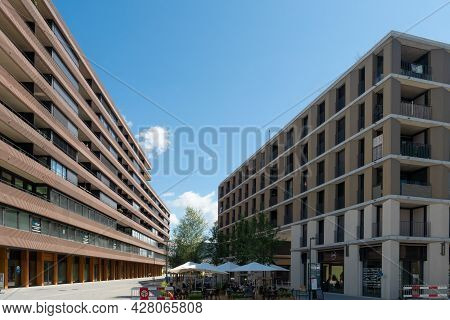 Morges, Switzerland - July 11th 2021: Modern Architecture Around The Station