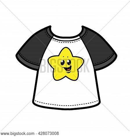 Star Print On T-shirt Color Variation For Coloring Page Isolated On White Background