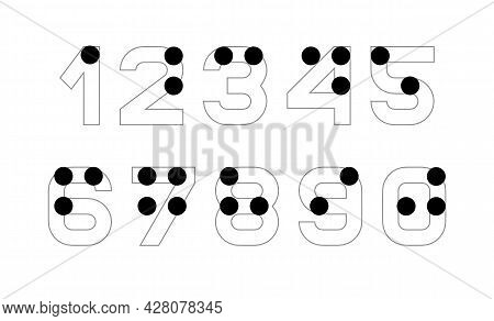 Braille Alphabet Numbers. English Version Of Braille Alphabet. Numbers For Vision Disable Blind Peop