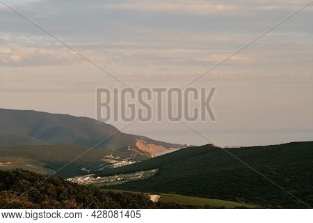 Anapa, Krasnodar Reg., Russia, 25.07.2021 Sea View From The Spurs Of The Caucasus Mountains To The U