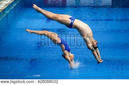 Kyiv, Ukraine - August 5, 2019: Vinko Paradzik And Emma G-gullstrand Of Sweden Perform During Team E