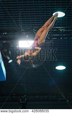 Kyiv, Ukraine - August 5, 2019: Eden Cheng Of Great Britain Performs During Team Event Final Of The 