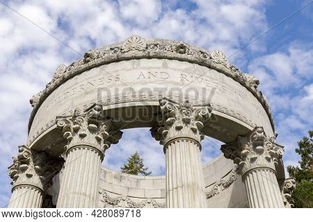 Pulgas Water Temple Details. Woodside, San Mateo County, California, Usa.