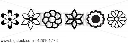 Vector. Set Of Flower Icons On The White Background. Various Shapes.