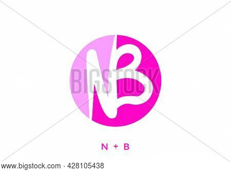 Pink Nb In Corcle Initial Letter Design