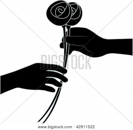 vector de flor dando la mano