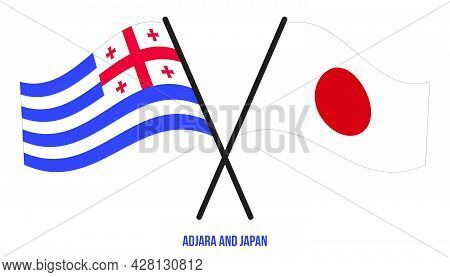 Adjara And Japan Flags Crossed And Waving Flat Style. Official Proportion. Correct Colors.