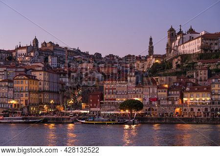 Porto, Portugal - December 01, 2019: View Of The A Ribeira And The City Of Porto Since Aldeina Nova 