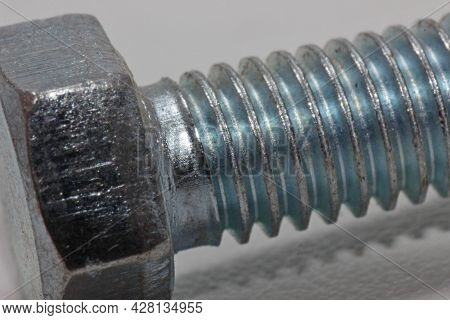 Cast Iron Bolt With A Thread For A Nut With A Hex Head