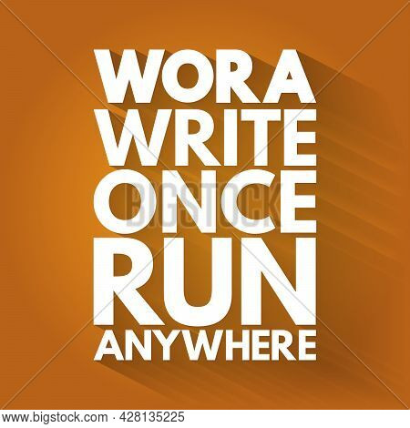 Wora - Write Once Run Anywhere Acronym, Technology Concept Background