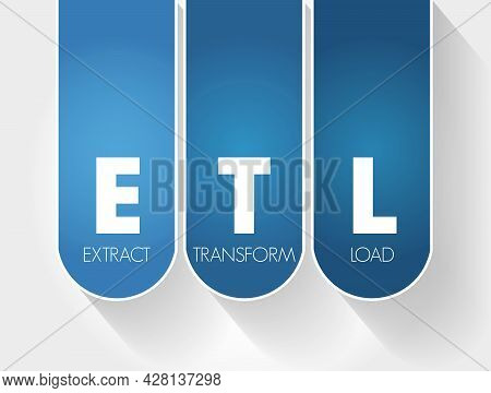 Etl - Extract Transform Load Acronym, Technology Concept Background