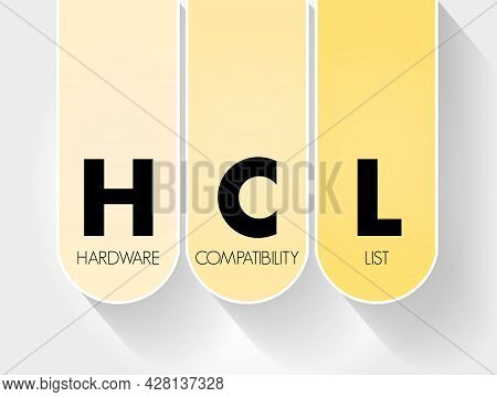 Hcl - Hardware Compatibility List Acronym, Technology Concept Background