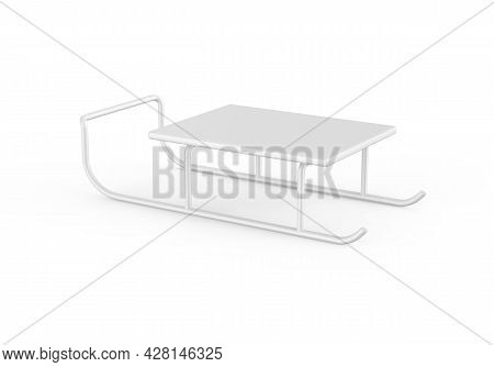 Snow Sledges And Toboggans Mock Up Template On Isolated White Background, 3d Illustration