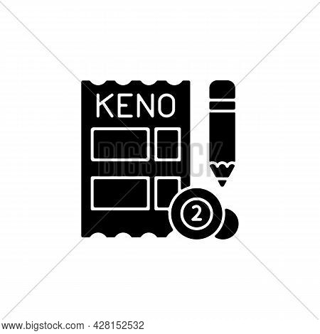 Keno Black Glyph Icon. Gambling Draw-style Game. Matching Numbers On Keno Ticket. Random Number Gene