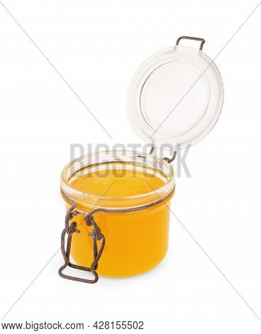 Glass Can With Honey. Clipping Paths. Health, Sugar, Tasty, Remedy, None, Sweetener, Container