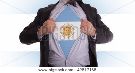 Obchodní muž s argentinskou vlajkou tričko