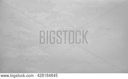 Cement  Wall Room Studio In Grey Colour, Vector 3d Backdrop Of Gray Concrete Floor Texture With Crac