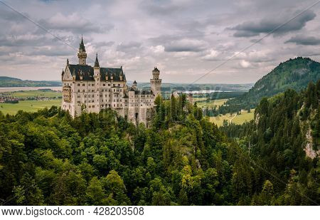 View Of The Neuschwanstein Castle In Bavaria Region, Germany