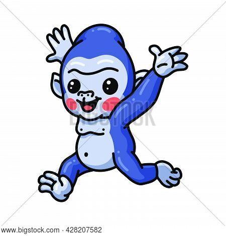 Vector Illustration Of Cute Baby Gorilla Cartoon Running