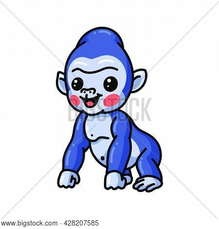 Vector Illustration Of Cute Baby Gorilla Cartoon Posing