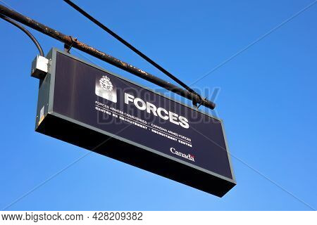 Sherbrooke, Canada - July 28, 2021: Canadian Armed Forces Recruitment Centre, Quebec French Forces A