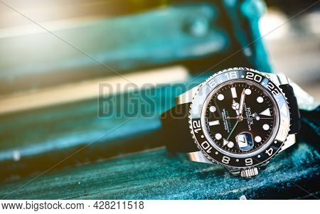 Bangkok, Thailand - 11 March 2019 : Rolex Gmt Master 2 Is A Popular Sport Model Of Rolex Watch.it Is