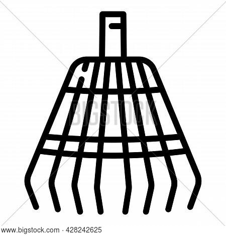Gardening Leaf Rake Icon. Outline Gardening Leaf Rake Vector Icon For Web Design Isolated On White B