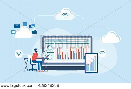 Business Technology Cloud Computing Service Concept And Datacenter Storage Server Connect On Cloud W