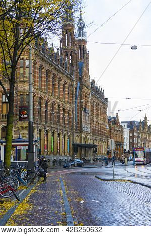 Amsterdam, Netherlands - Nov 29, 2019 : Beautiful Architecture Of Magna Plaza Shopping Center, The F