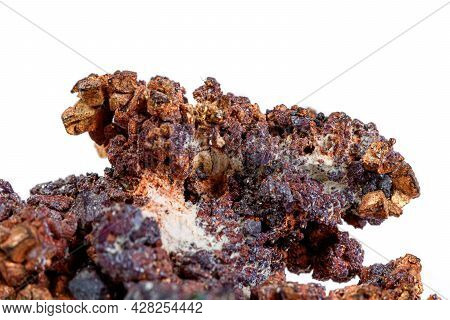 Macro Mineral Stone Copper With Cuprite On A White Background Close-up