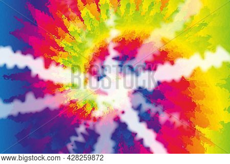Tie Dye Colorful Shibori Rainbow Color Hippie Background For Design Clothes Shirt In Retro Boho Styl